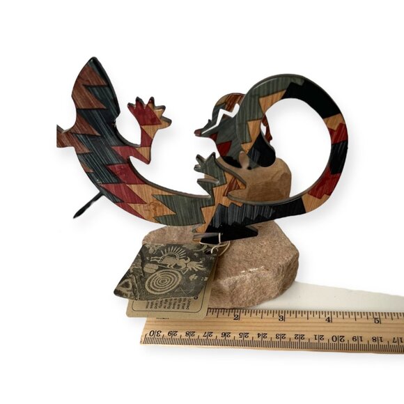 New VTG LAZART 3pc Southwest Metal on Sandstone Sculpture  Gecko Turtle & Bear - Picture 9 of 12